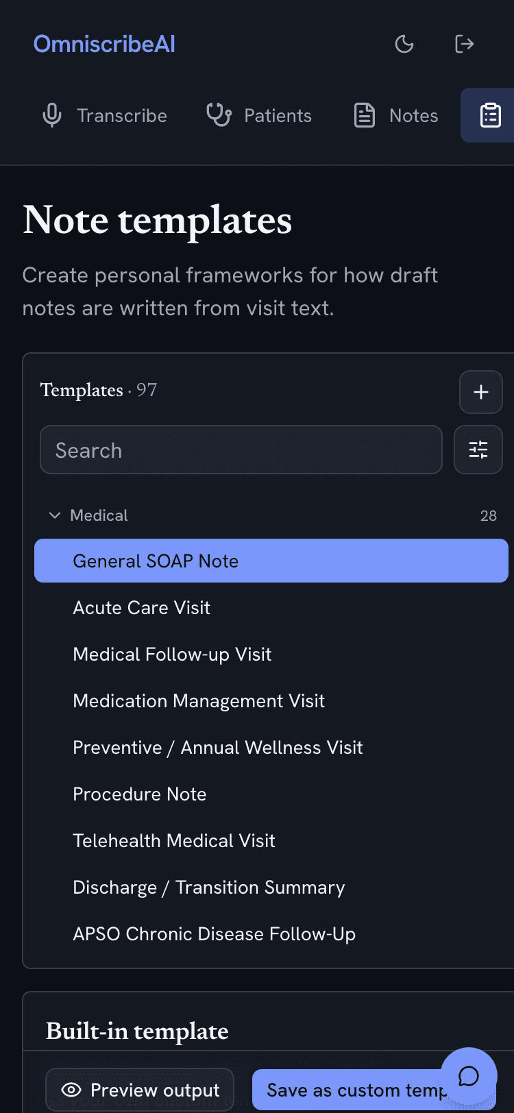97 built-in templates